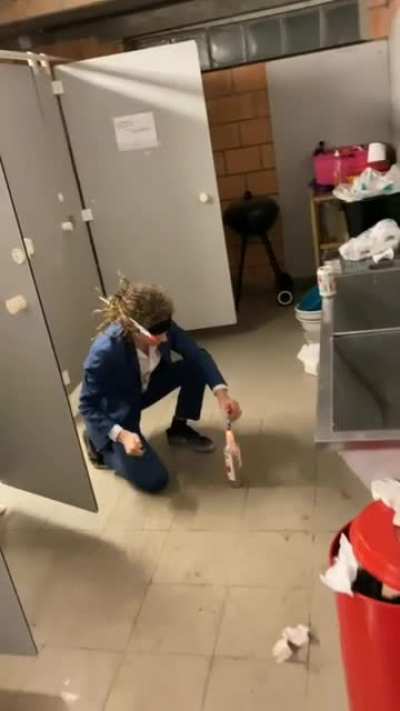 lighting fireworks in a toilet