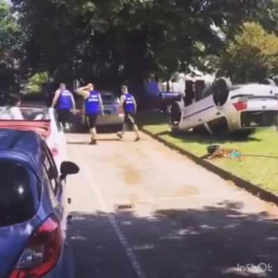 Illegally parking.