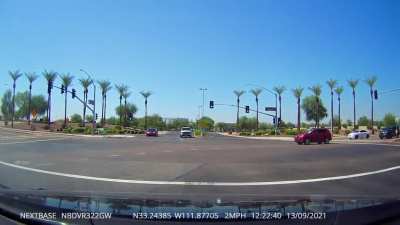 Slowest red light runner ever?
