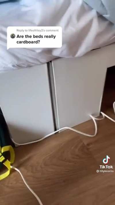 A closer look at the cardboard beds from the Olympic village in Japan