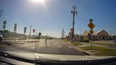 Lady almost takes out kid using crosswalk, and honks as if he is in the wrong....