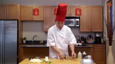 Hibachi chef tries to cook on a regular table