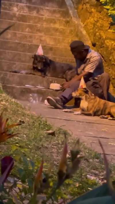 A birthday celebration with his best friends. Everyone deserves love. ??