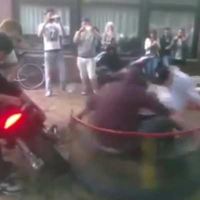 A guy got hit on his head while doing this