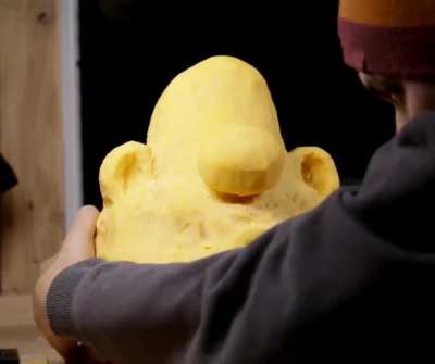 Wallace sculpted from a 40lb block of sharp cheddar