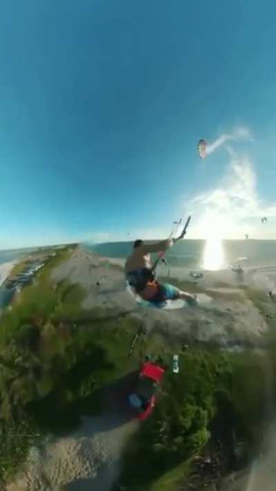 Jumping over an island.