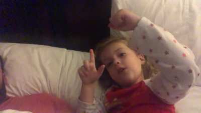 Our daughter woke us up this morning to show us that she figured out how to make a unicorn with her hand.