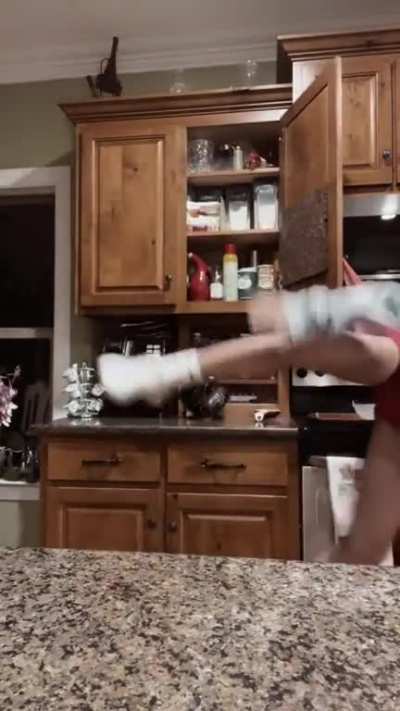 ...to lip sync on the kitchen counter