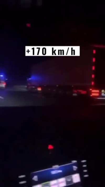 Truck drivers racing on the highway