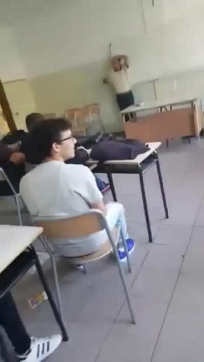 A "class clown" threw a fucking trash bin to the teacher and think he's funny