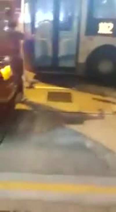Guy breaks bus...