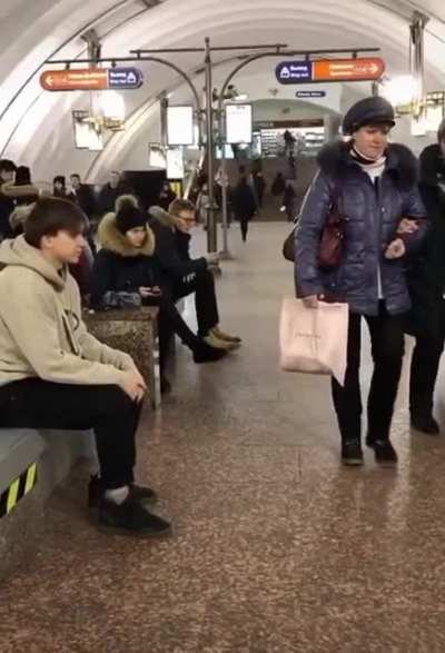 Chilling in the subway.