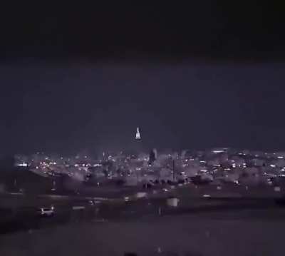 lightning strikes abraj clock tower in saudia arabia