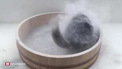 Chinchillas use dust baths to absorb skin oils &amp; dirt and to keep their fur clean. So here's one enjoying a dust bath.