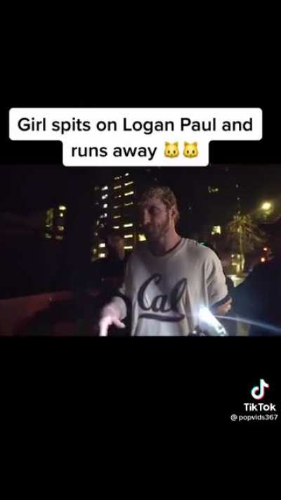Girl spits on Logan Paul and tries to run away