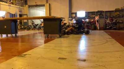 The boss said we could try and drift the electric go kart around our workshop ?? this what happened next ... link to full vid