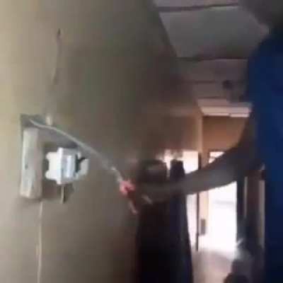 Amateur electrician scares someone out of ceiling