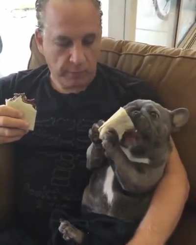 Enjoying lunch with dad