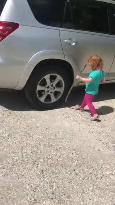 She loves her new walking stick