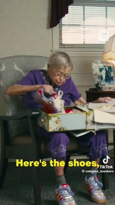 100 year old woman unboxes sneakers she inspired