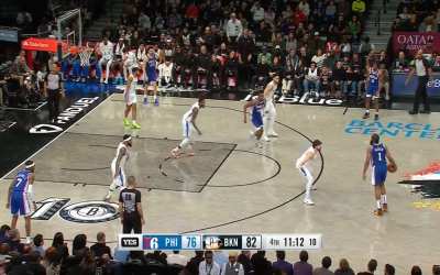 [Highlight] New trade acquisition Jalen McDaniels makes his first three as a Sixer