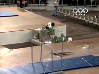 17 year old Soviet gymnast Olga Korbut stunned everyone with a move that is now known as the "Korbut flip" at the '72 Munich Olympics