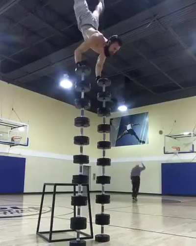 Imagine carrying 18 dumbbells to the court to attempt a cool video just to get overshadowed by an old man hitting all his free throws