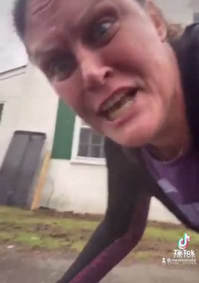 Women eats worm