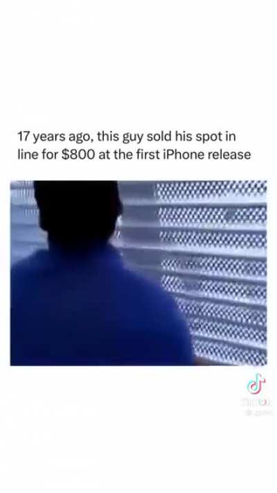 She pays $800 to be first in the line in hopes to spend $100k buying the first iPhones.