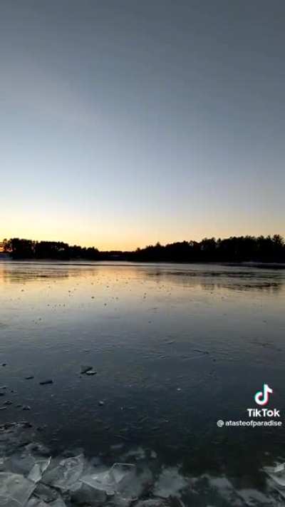 ice sliding acrossed frozen lake