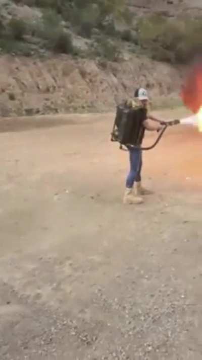 The recoil of a Flamethrower