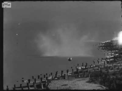 "Highball" anti-ship bouncing bomb test drop goes off course in 1943