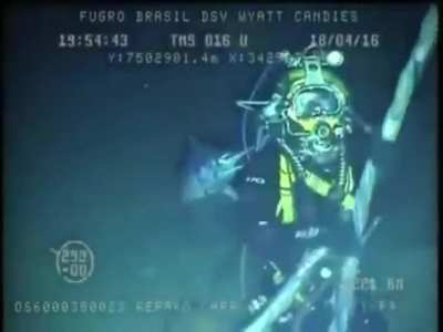 ? Working scuba diver attacked by a swordfish at 220m deep