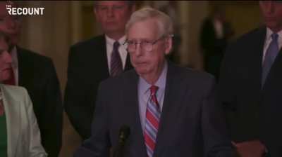 Mitch McConnell begins presser then suddenly stops for 20 seconds and appears to be unable to continue speaking, before being escorted away by Republicans
