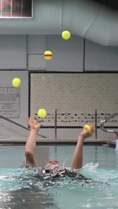 Most juggling catches whilst swimming (5 objects) ?‍♂️? 98 by Bob Evans ??