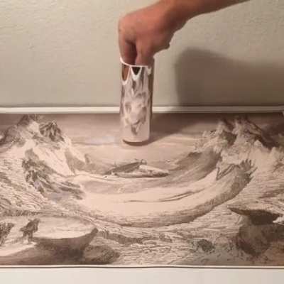 Anamorphic image of Jules Verne