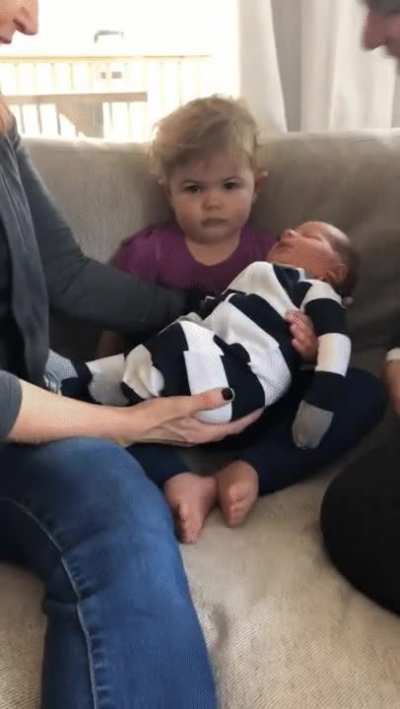 Toddler Meeting His Baby Brother For The First Time !