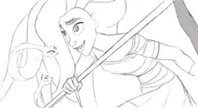 Pencil test by veteran animator James Baxter for Sony Pictures Animation's canceled "Medusa" animated feature film.