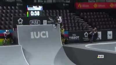 Logan Martin on a BMX bike (his winning run from the 2021 UCI BMX Championships)