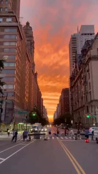 Sunset on Central Park West &amp; West 72nd Street, NY.