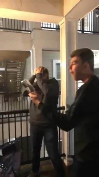 to smash a beer bottle using your friend's head.
