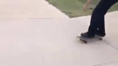 Cop does cool skateboard trick at my school.