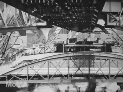 Upscaled footage of a European city right at the turn of the 20th century, from the suspended "flying" train in Wuppertal, Germany in 1902