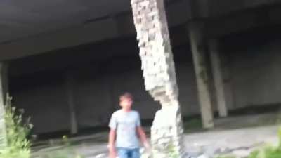Kid collapses building