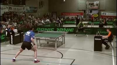 Timo Boll's insane behind the back shot