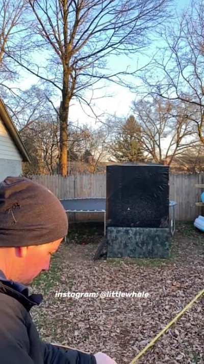 Throwing and shooting 2 candy canes in a row.