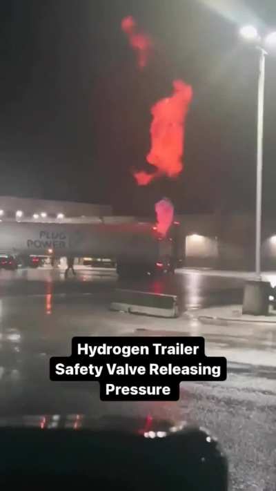Hydrogen trailer releasing pressure