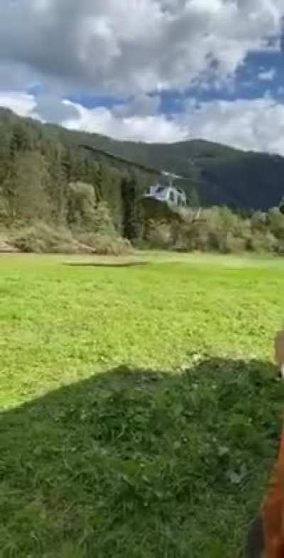 Looking to a helicopter closely.