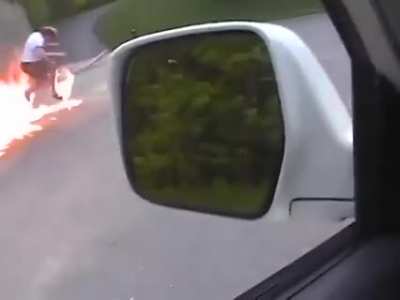 What happens when you smash a melon on fire filled with gasoline?