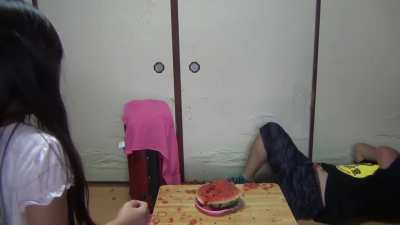 A dad looking for a cool new way to cut the watermelon